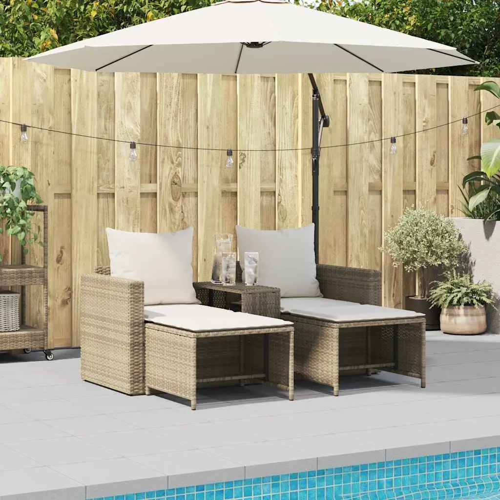 Outdoor Sofa Set 5 Piece Garden Furniture Stackable Modular Beige Poly Rattan