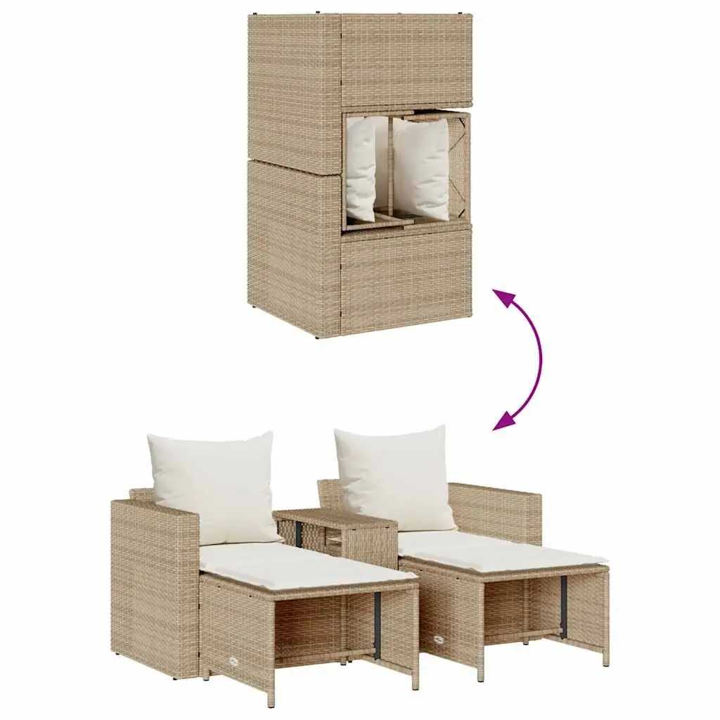 Outdoor Sofa Set 5 Piece Garden Furniture Stackable Modular Beige Poly Rattan
