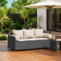 3-Seater Garden Sofa Specifications: Black Outdoor Seating