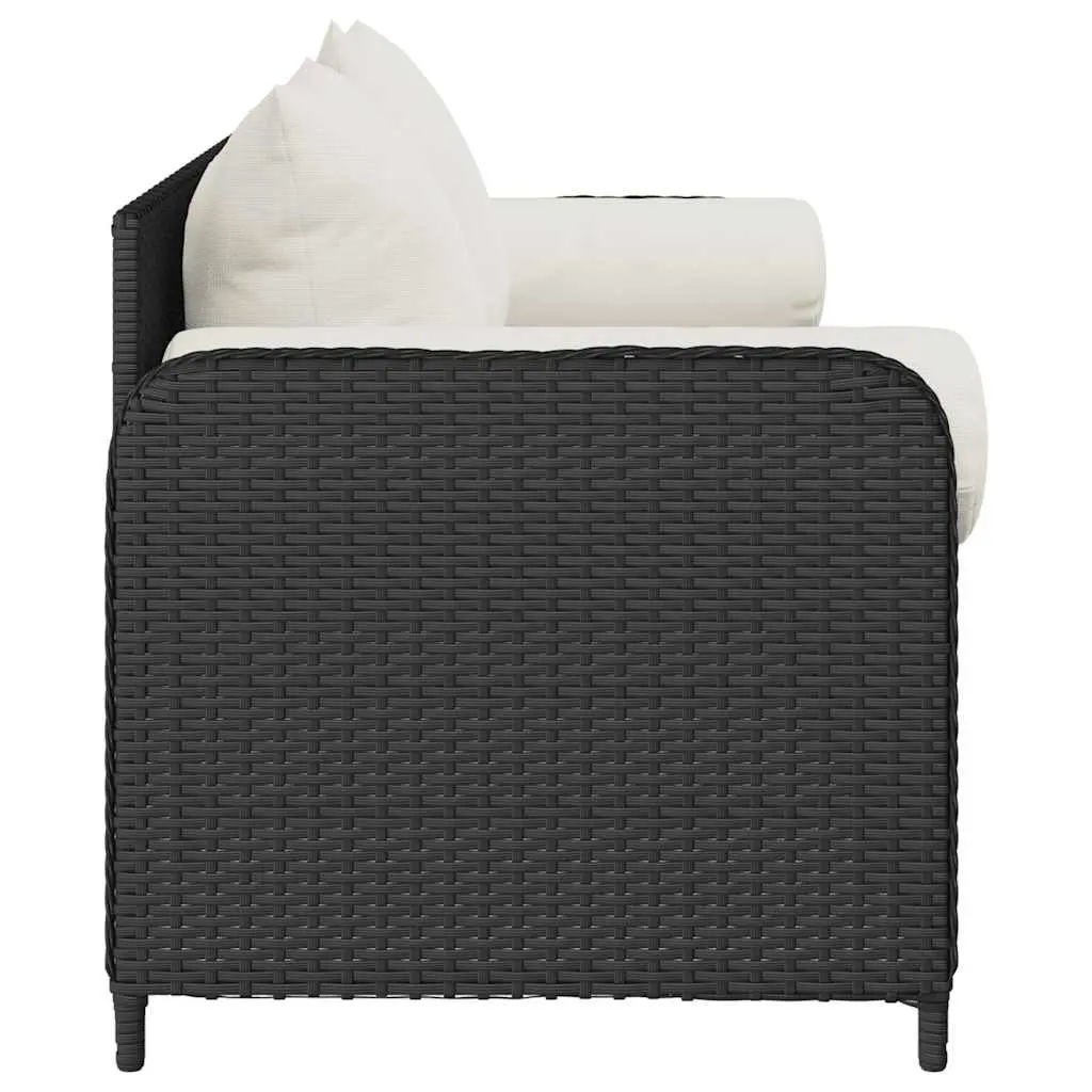 3-Seater Garden Sofa Outdoor Cushioned Patio Black Rattan Lounge Chair