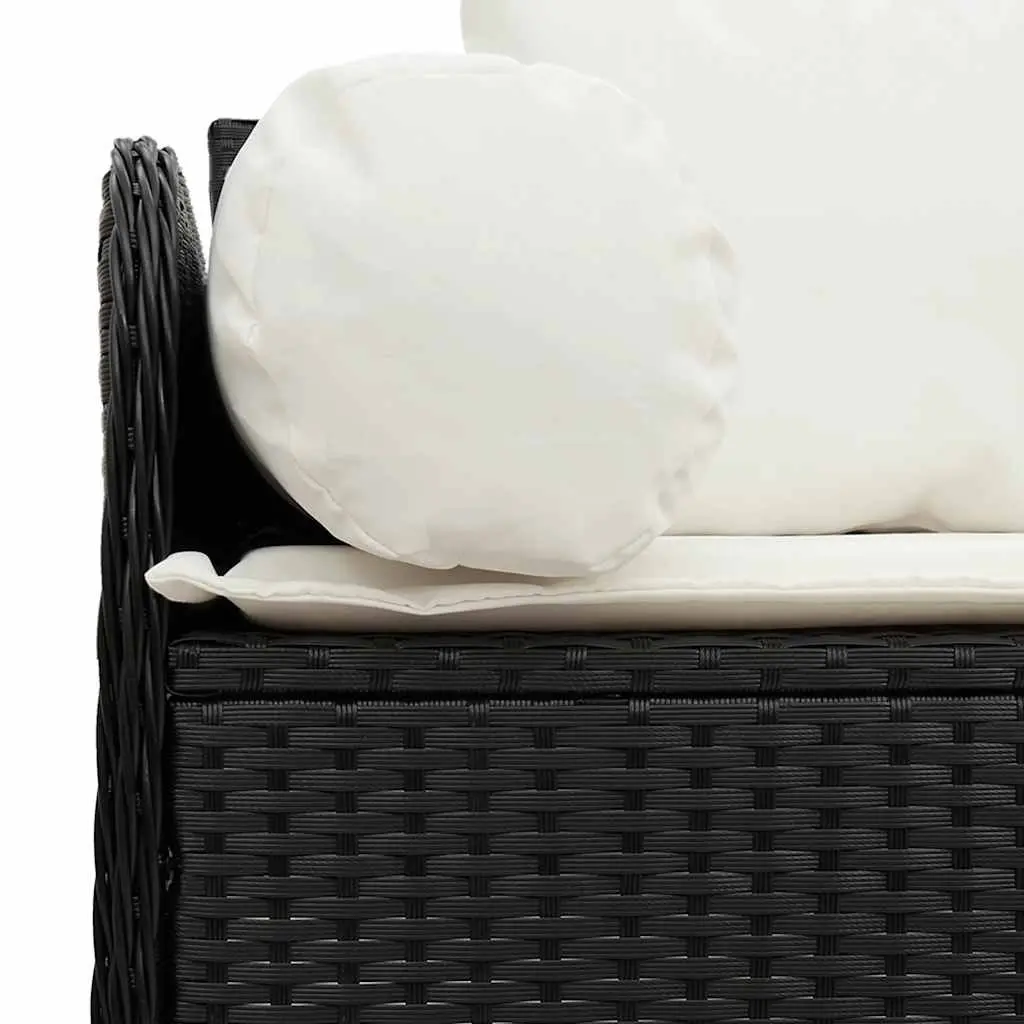 3-Seater Garden Sofa Outdoor Cushioned Patio Black Rattan Lounge Chair