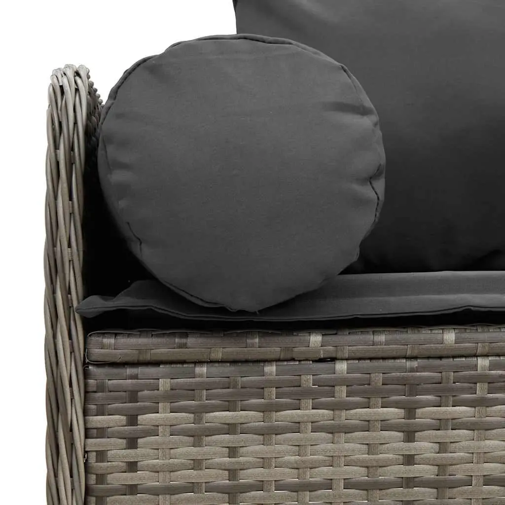 Garden Sofa 3-Seater Outdoor Patio Couch Set Grey Poly Rattan