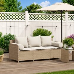 3-Seater Outdoor Sofa: Poly Rattan and Steel Construction