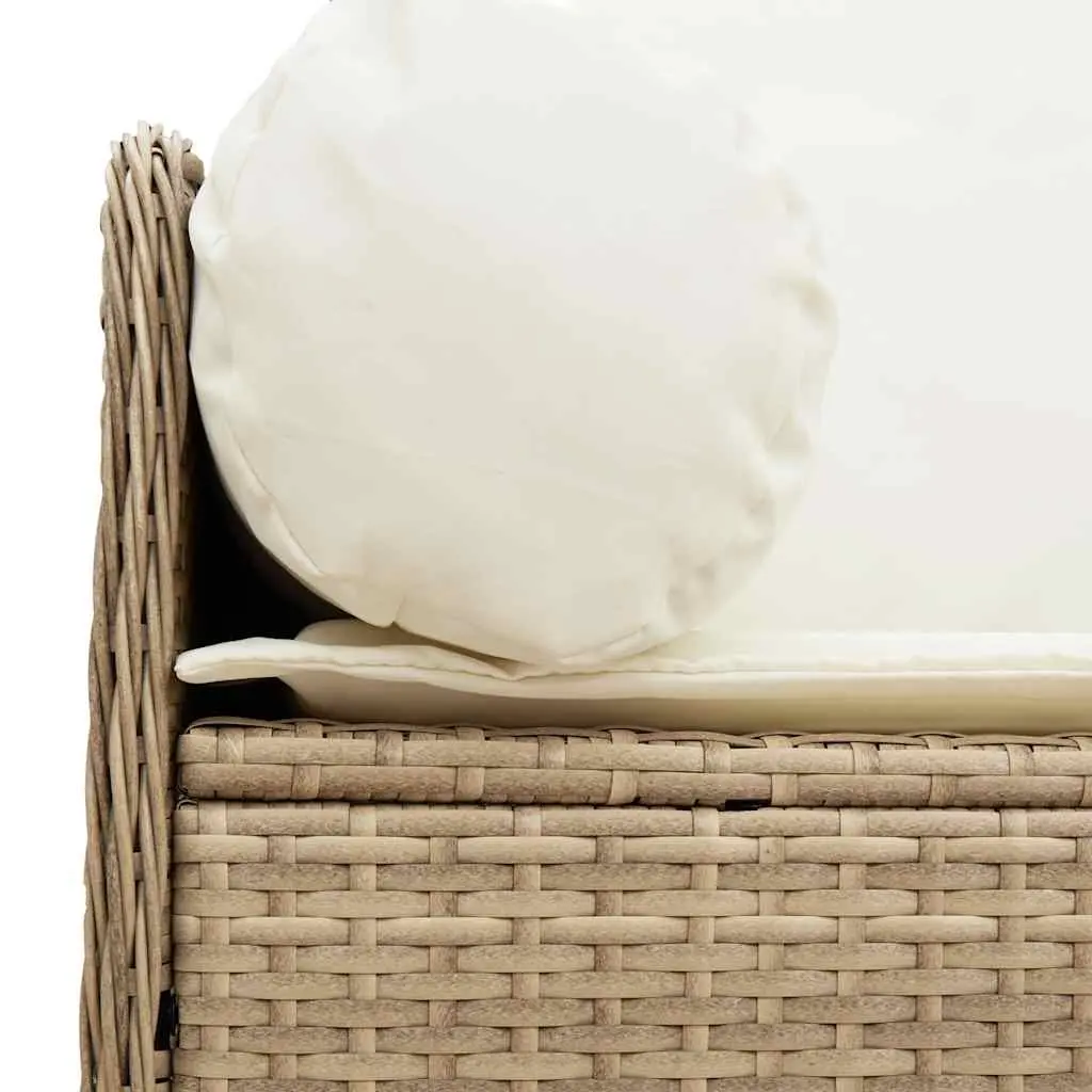 Outdoor Garden Sofa 3-Seater for Patio Beige with Cushions