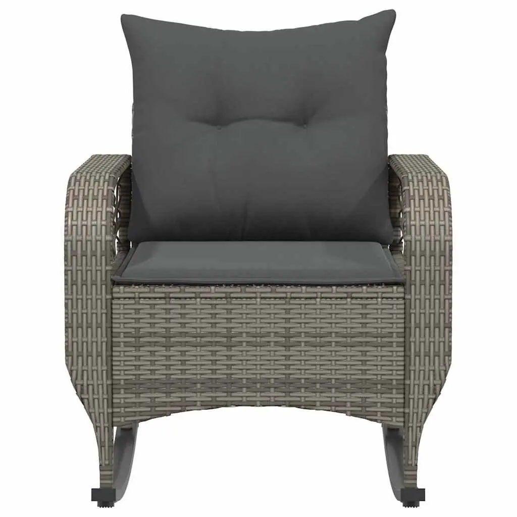 Garden Rocking Chair Outdoor Seating Grey Poly Rattan with Cushions