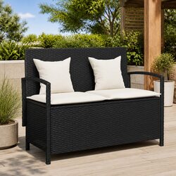 Black Poly Rattan Outdoor Storage Bench Specifications