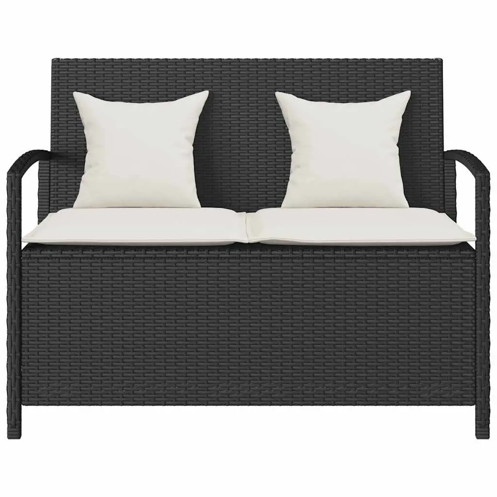 Black Poly Rattan Outdoor Storage Bench