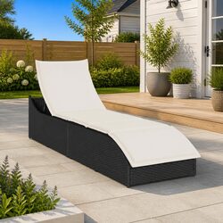 Folding Sun Lounger with Adjustable Backrest and Storage
