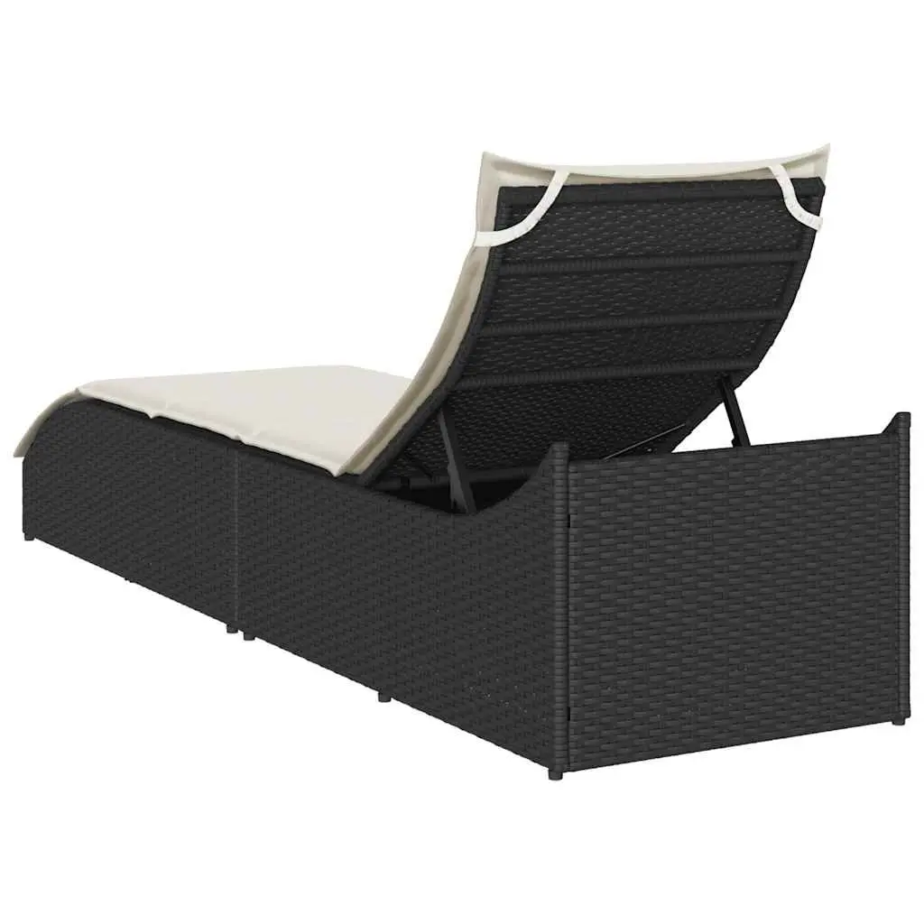 Folding Sun Lounger with Adjustable Backrest and Storage