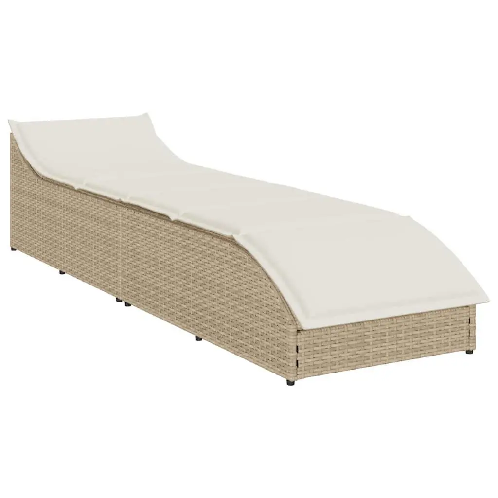 Folding Sun Lounger Outdoor Garden Chair Adjustable Recliner with Cushion Beige