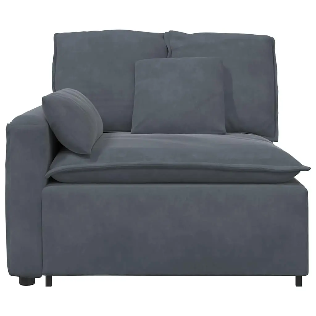 Modular Sofa Armrest End Module with Cushions Grey 100cm Sectional Unit