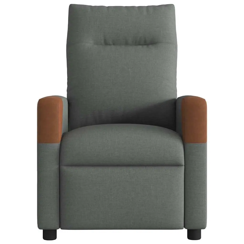 Recliner Chair Grey Fabric Manual Recline Lounge Seat Home Furniture