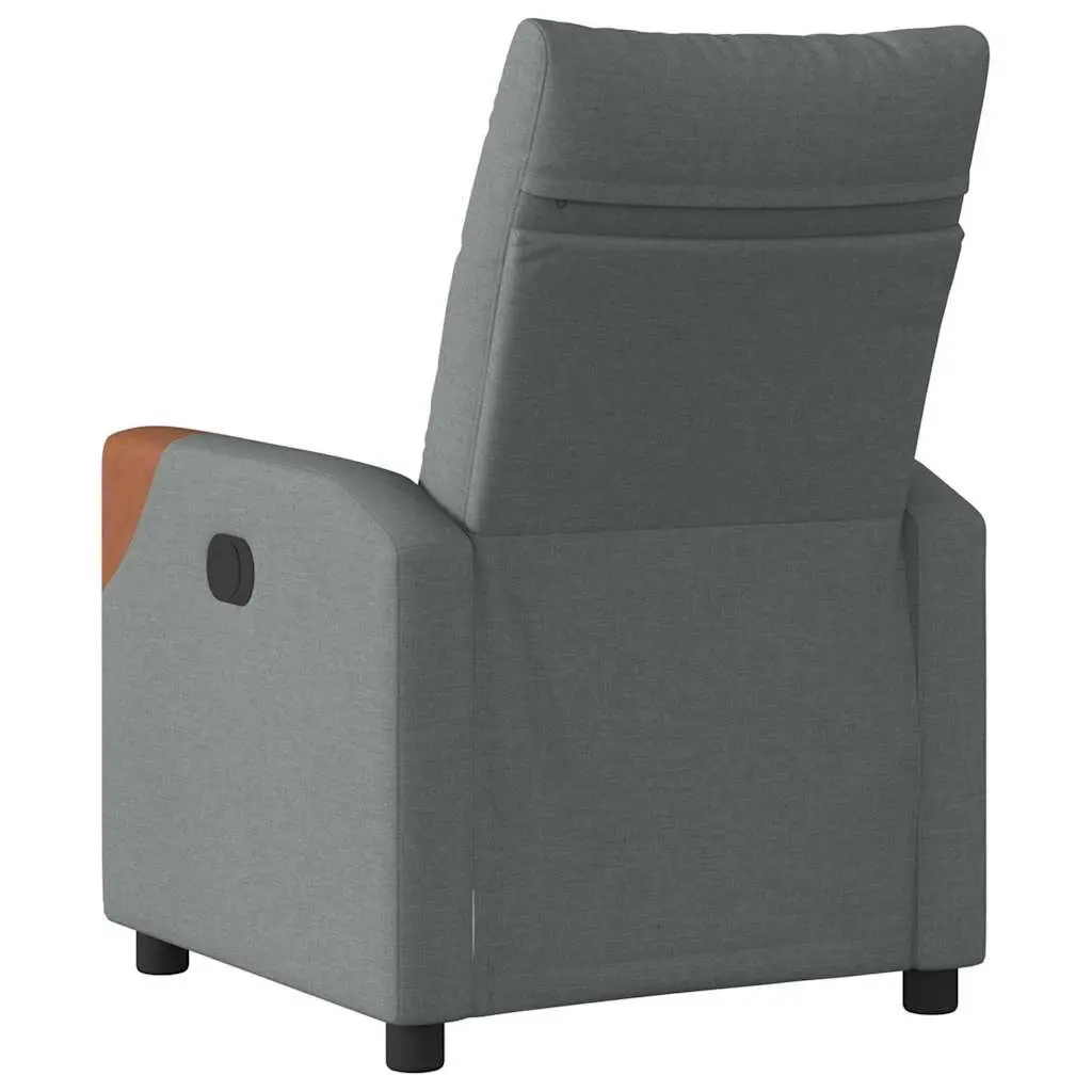 Recliner Chair Grey Fabric Manual Recline Lounge Seat Home Furniture