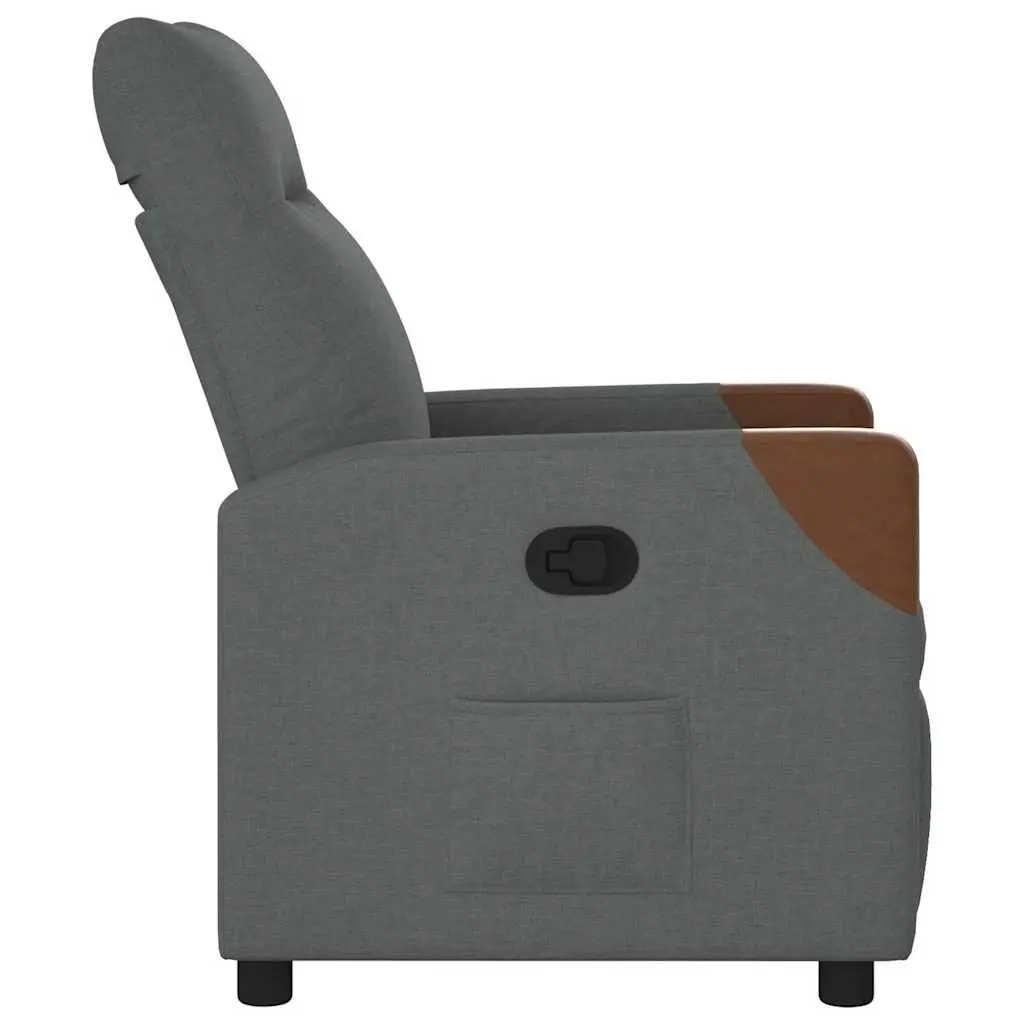Recliner Chair Grey Fabric Manual Recline Lounge Seat Home Furniture