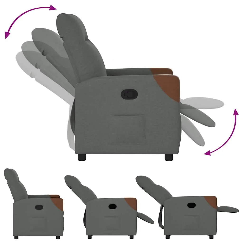 Recliner Chair Grey Fabric Manual Recline Lounge Seat Home Furniture