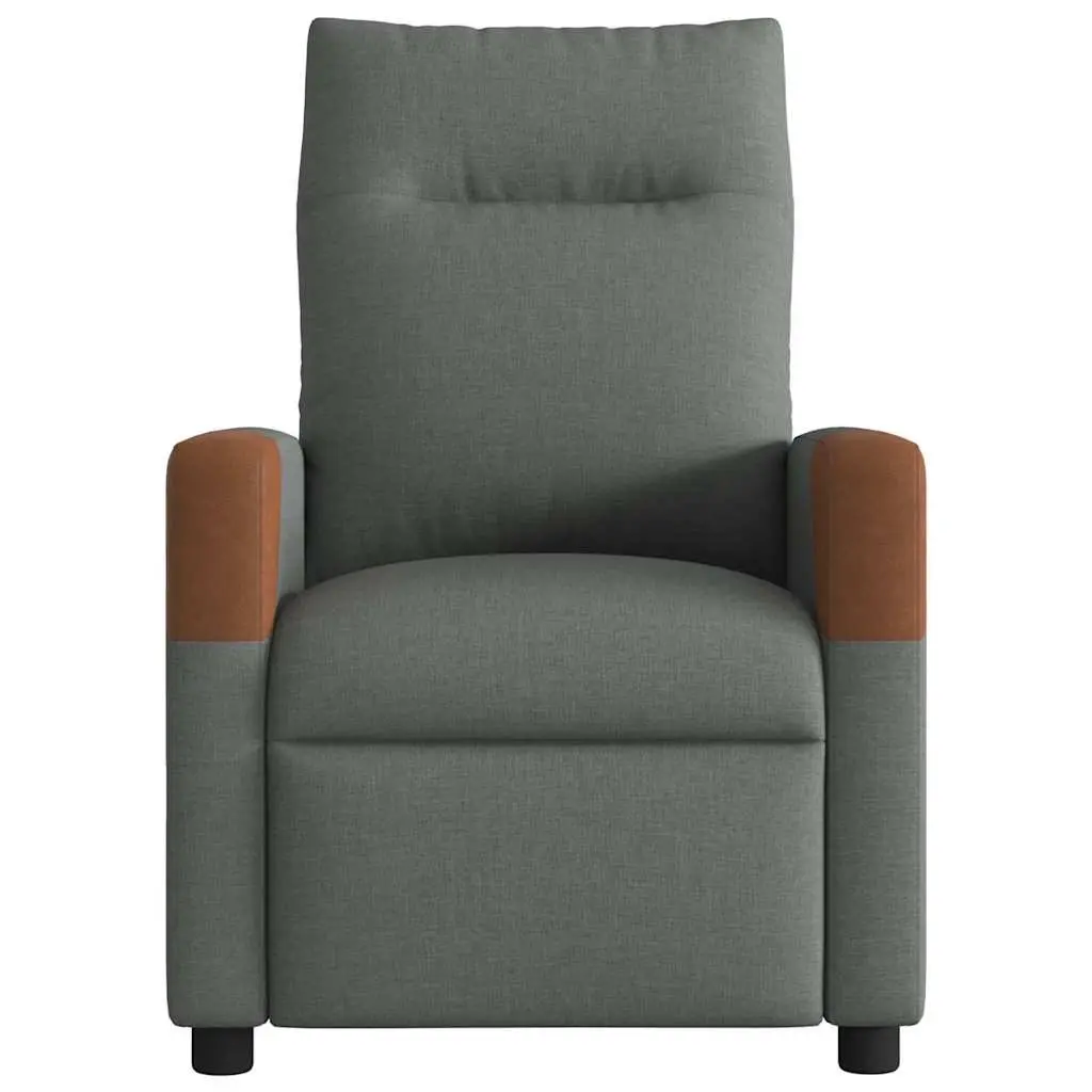 Massage Recliner Chair for Living Room Grey Fabric Manual Recline 6 Point Vibration