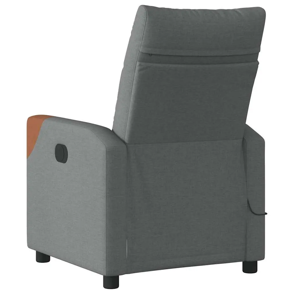 Massage Recliner Chair for Living Room Grey Fabric Manual Recline 6 Point Vibration