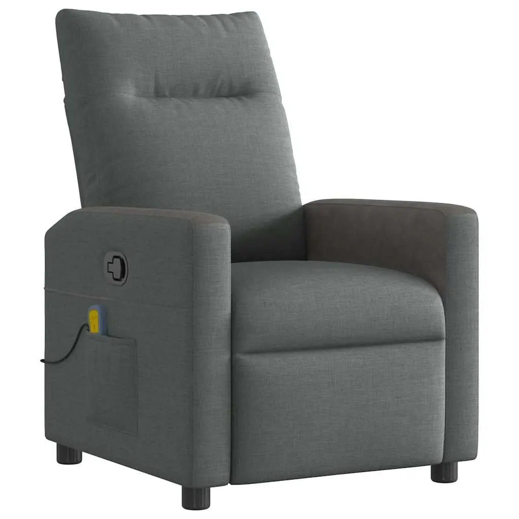 Massage Recliner Chair for Relaxation Grey Fabric Manual Recline 135 Degrees