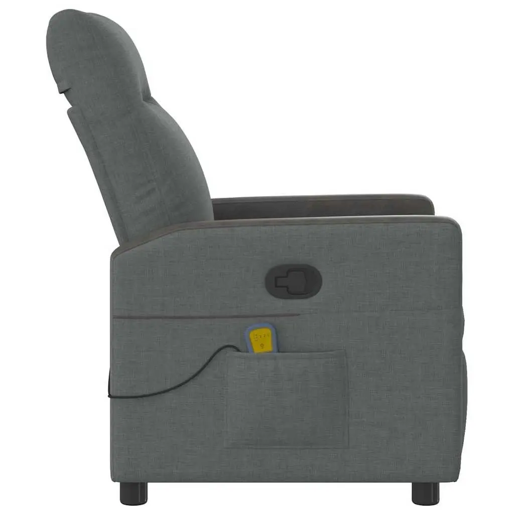 Massage Recliner Chair for Relaxation Grey Fabric Manual Recline 135 Degrees