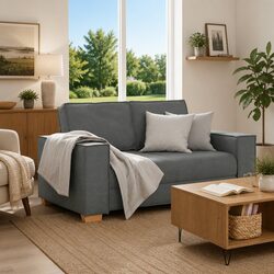 2-Seater Sofa Dark Grey 160x78x84cm Fabric Living Room Lounge Couch Furniture