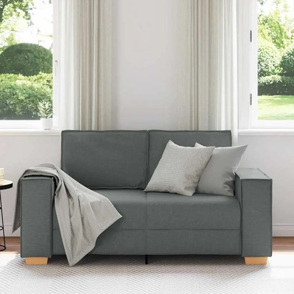 2-Seater Sofa Living Room Dark Grey 160x78x84cm Fabric Couch