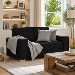 2-Seater Black Sofa: Dimensions 160x78x84cm