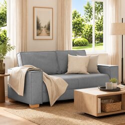 2-Seater Sofa Specifications: Grey Fabric, 180 x 78 x 84 cm
