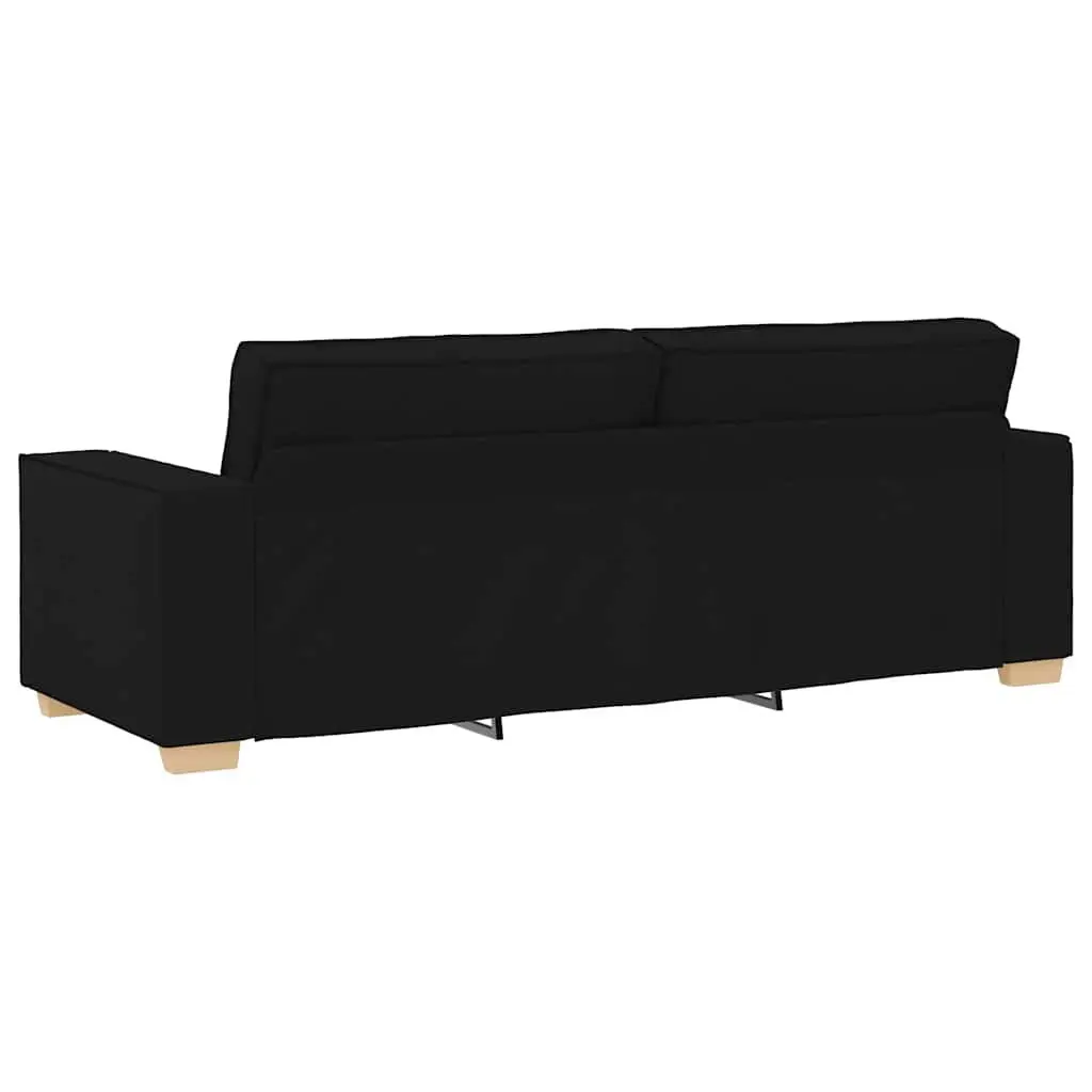 3-Seater Sofa Black Fabric Living Room Lounge Couch 220x78x84cm Upholstered