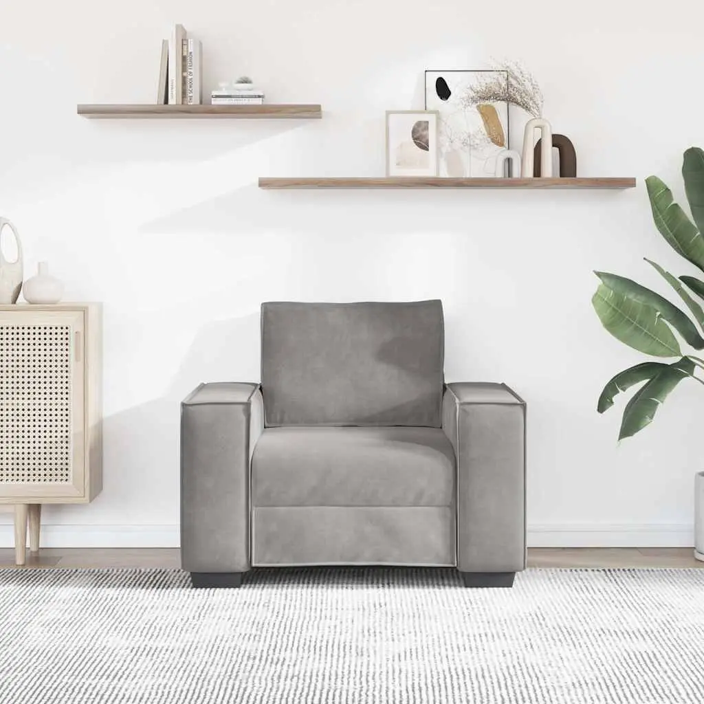 Light Grey Velvet Sofa Chair