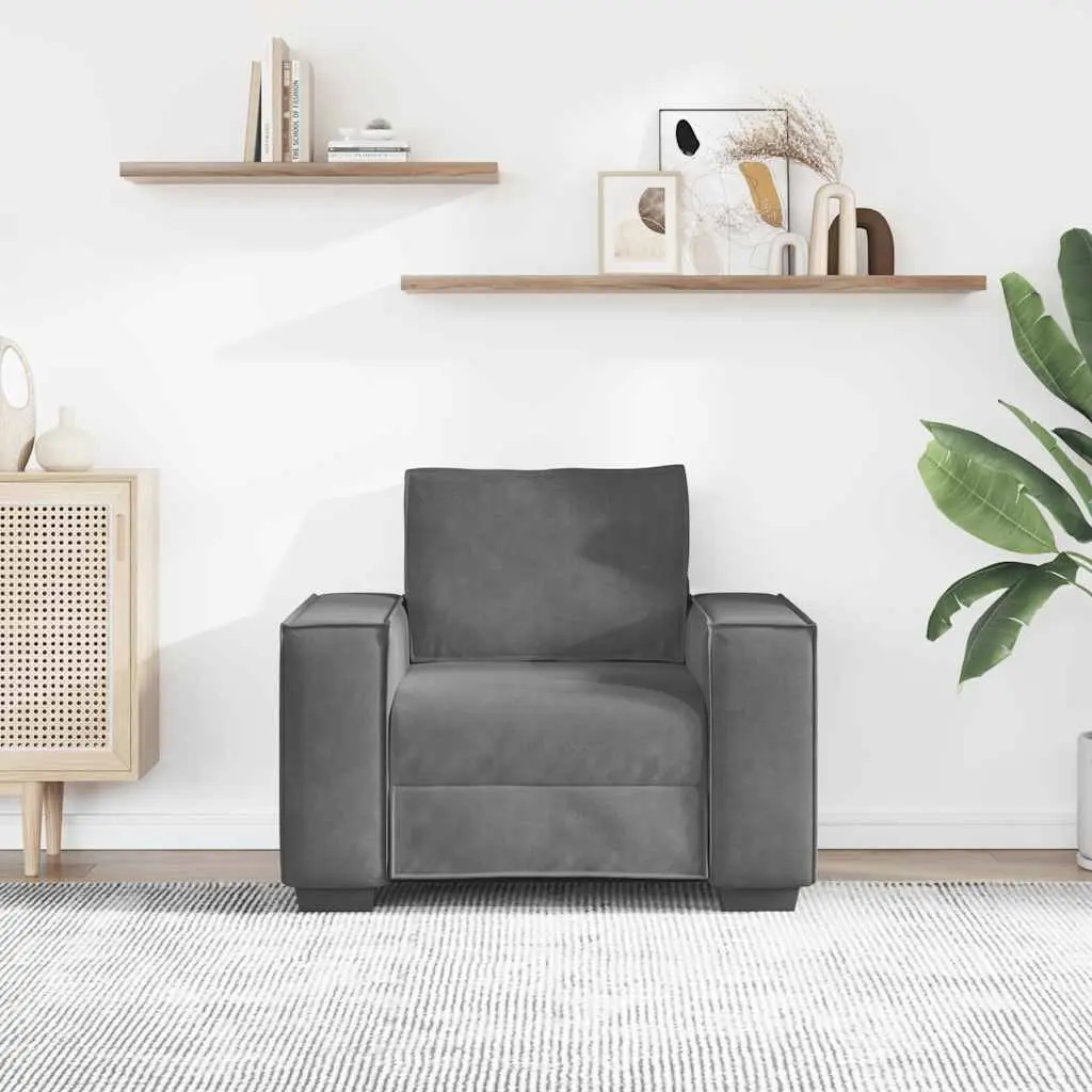 Sofa Chair Grey Velvet Living Room 100 x 78 x 84 cm