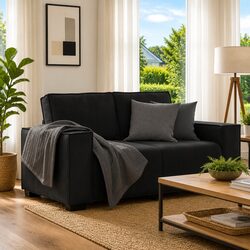 Black Velvet 2-Seater Sofa - Specs & Dimensions