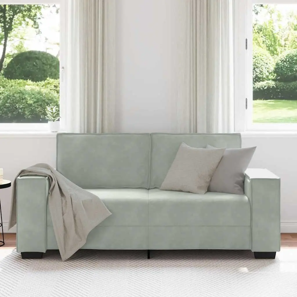 2-Seater Sofa Light Grey Velvet Living Room Furniture