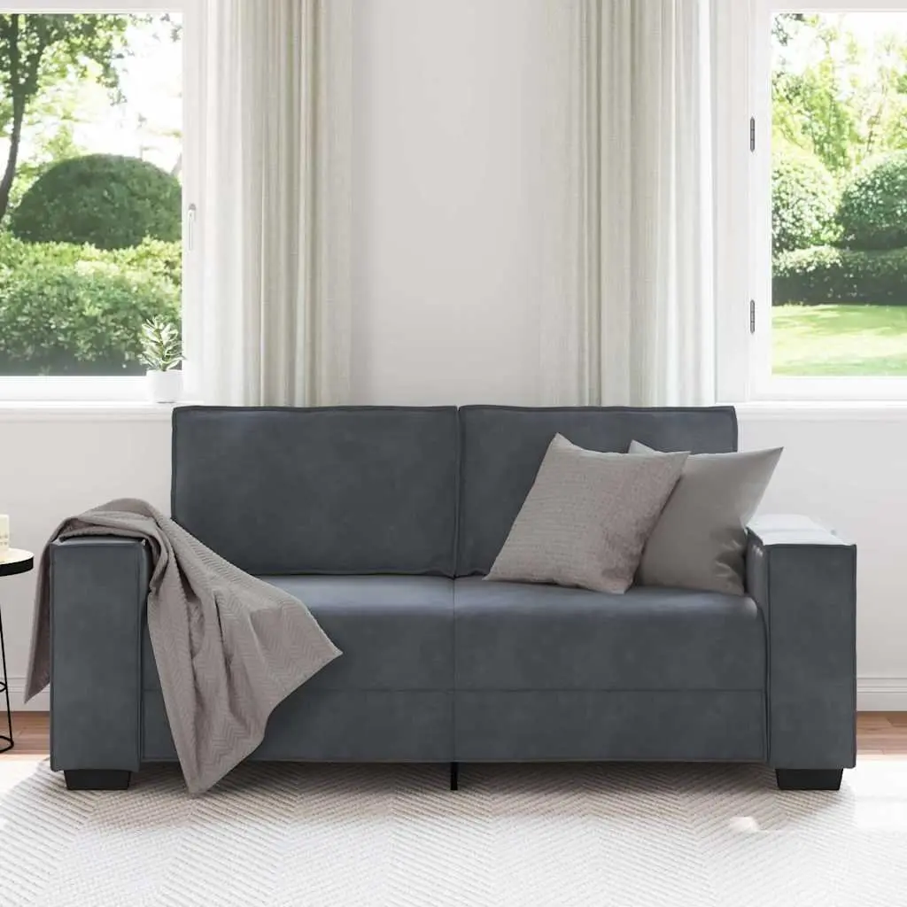 2-Seater Sofa Living Room Dark Grey Velvet