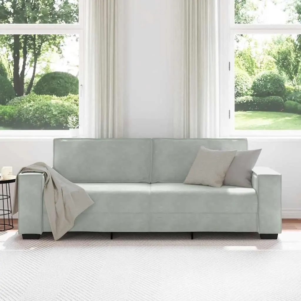 3-Seater Sofa Grey Velvet Living Room 220 x 78 x 84 cm
