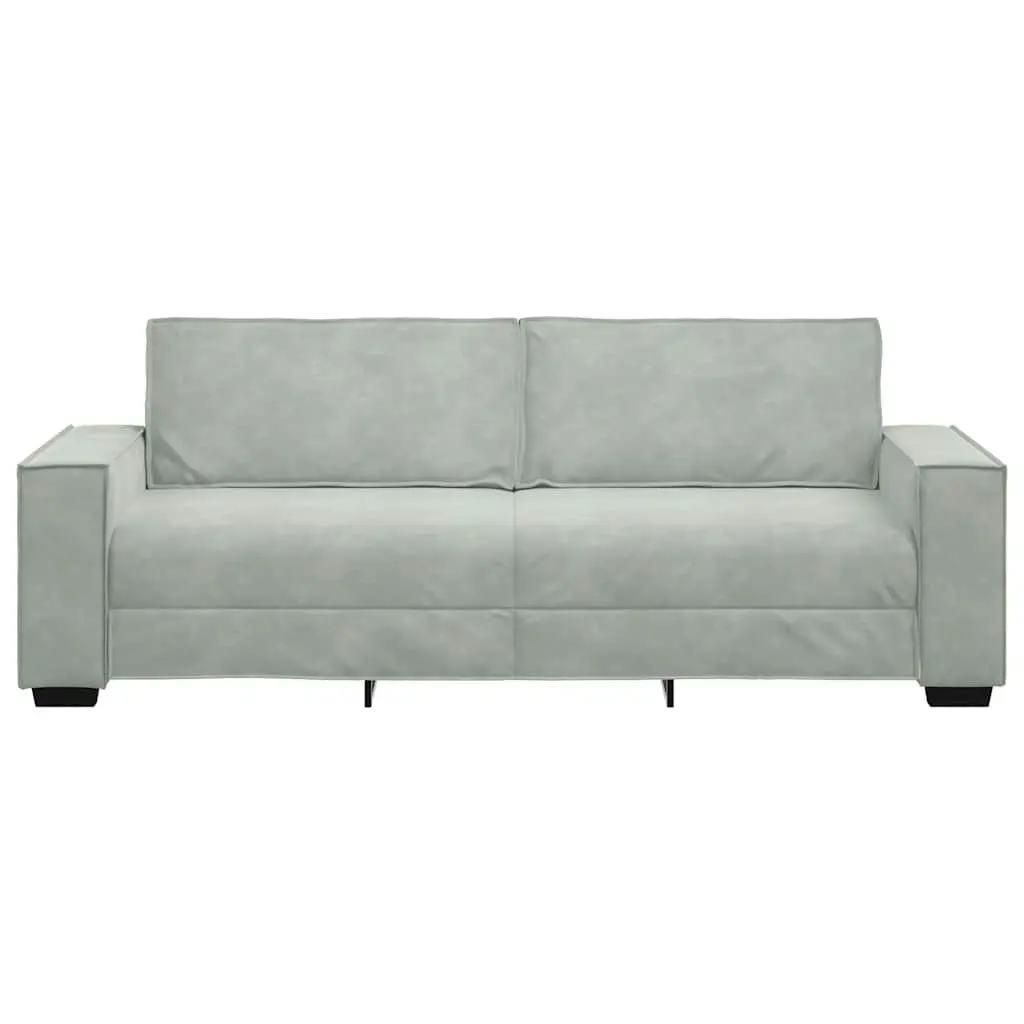 3-Seater Sofa Grey Velvet Living Room 220 x 78 x 84 cm