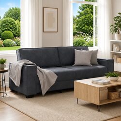 3-Seater Grey Velvet Sofa with Dimensions 220x78x84 cm