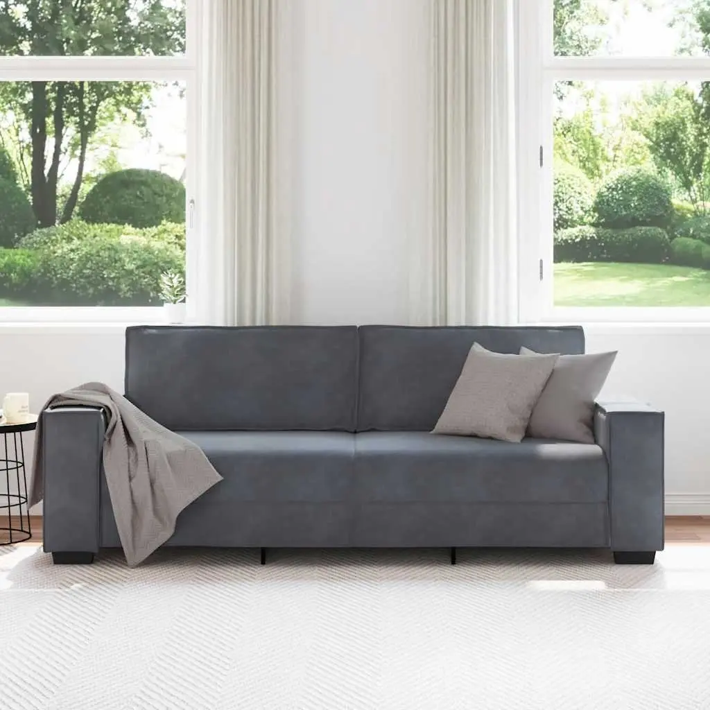 3-Seater Sofa Grey Velvet Living Room 220 x 78 x 84 cm