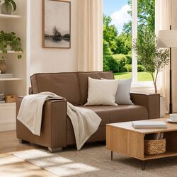 Specifications of Brown Faux Leather Loveseat Sofa - 160cm