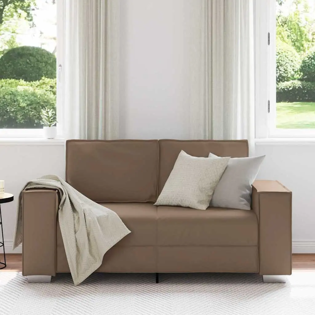 Loveseat Sofa Living Room 160 cm Faux Leather 2 Seater Cappuccino Brown