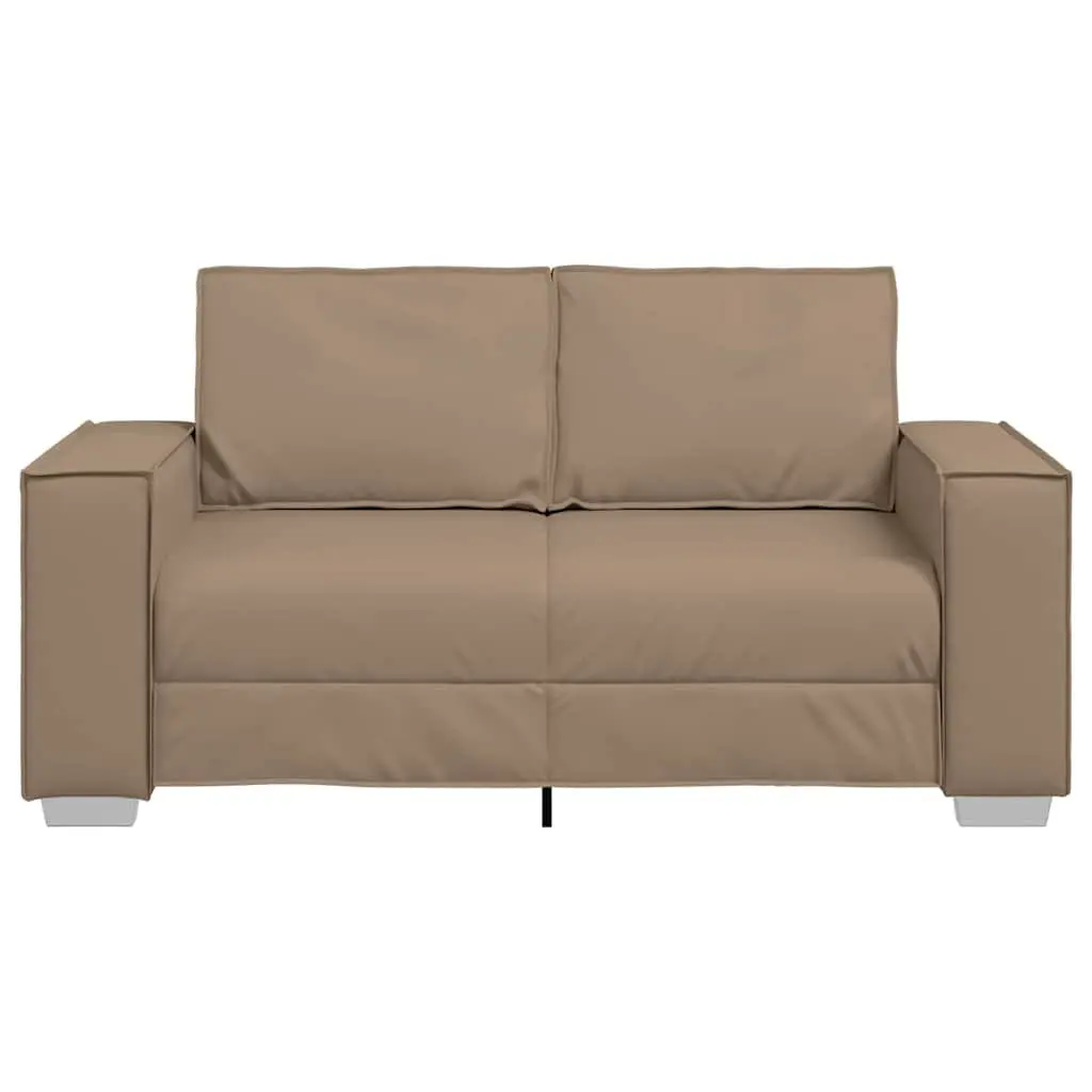 Loveseat Sofa Living Room 160 cm Faux Leather 2 Seater Cappuccino Brown