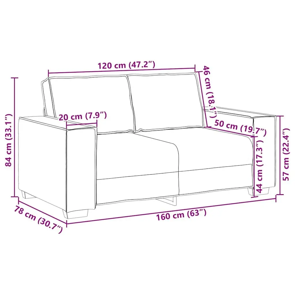 Loveseat Sofa Living Room 160 cm Faux Leather 2 Seater Cappuccino Brown