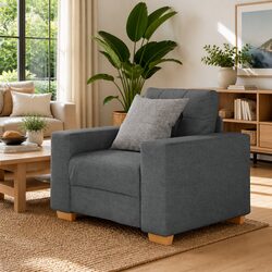 Grey Fabric Lounge Seat - Dimensions: 100x78x80 cm