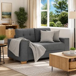 Loveseat Sofa Dimensions: 160x77x82cm, Dark Grey Fabric
