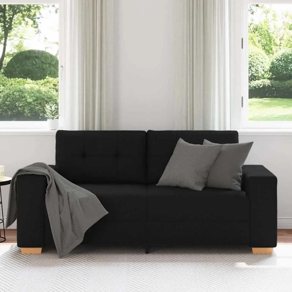 Loveseat Sofa Black 180x77x82cm Fabric Two Seater Relaxation Couch