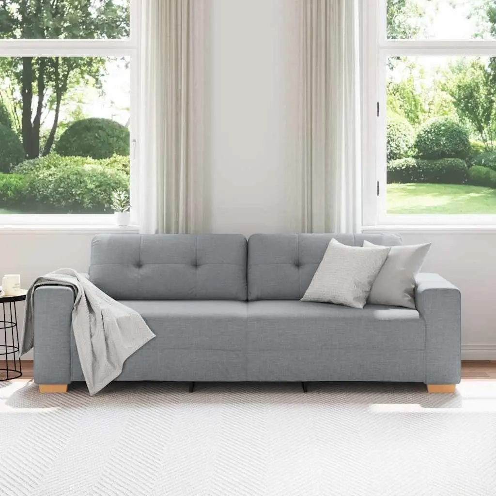 3-Seater Sofa Grey Fabric Living Room Couch Modern Lounge Seat Relax Furniture
