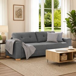 Grey 3-Seater Sofa - Dimensions: 220 x 78 x 80 cm