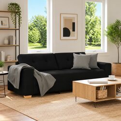 Dimensions 220cm Black 3-Seater Sofa with Modern Design
