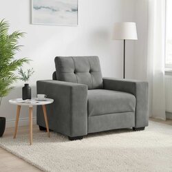 Grey Velvet Lounge Armchair - 100x78x80 cm, Durable Frame