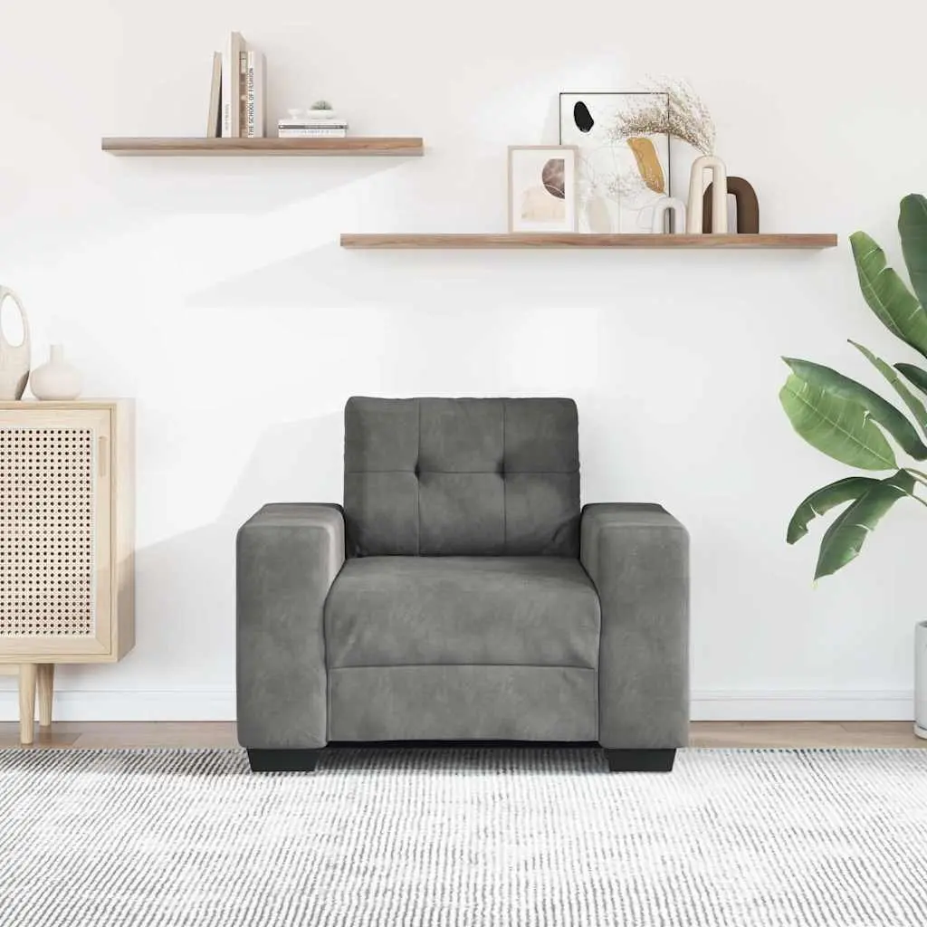 Sofa Chair Grey Velvet Living Room Armchair 100 x 78 x 80 cm
