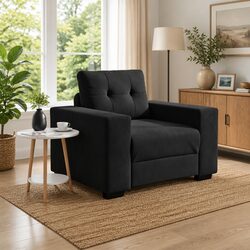 Sofa Chair Black Velvet Upholstered Relax Armchair Living Room Bedroom Furniture